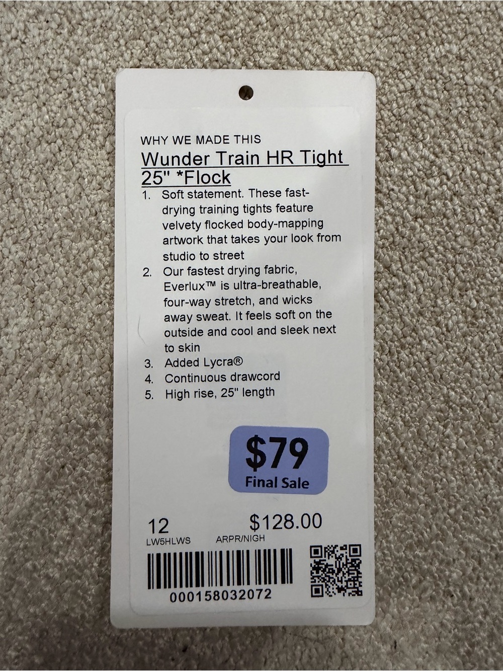 Lululemon Wunder Train HR Flocked EUC Sz 12 - Picture 4 of 4